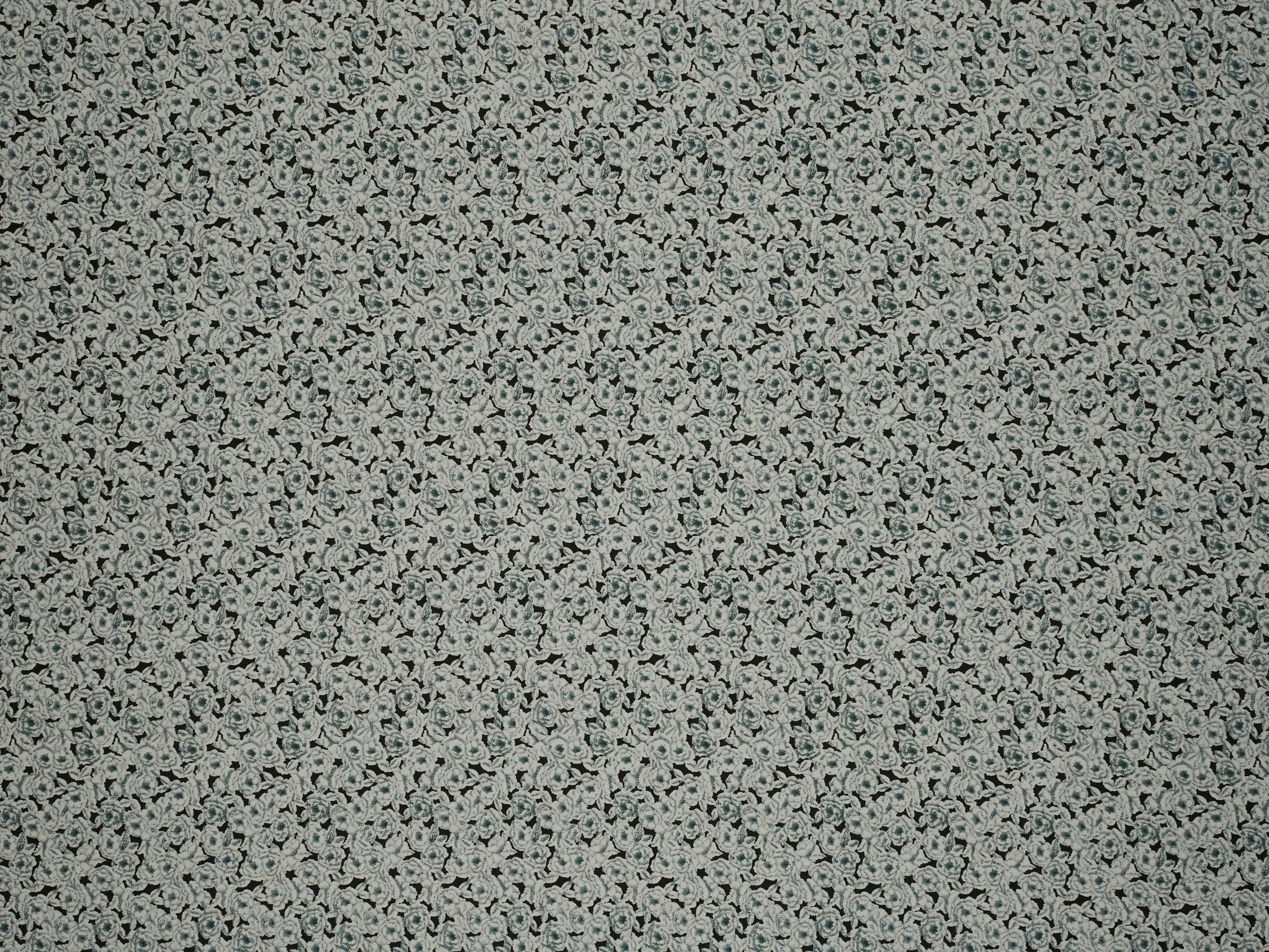 Black small floral monotone pattern print silky satin Lightweight   fabric