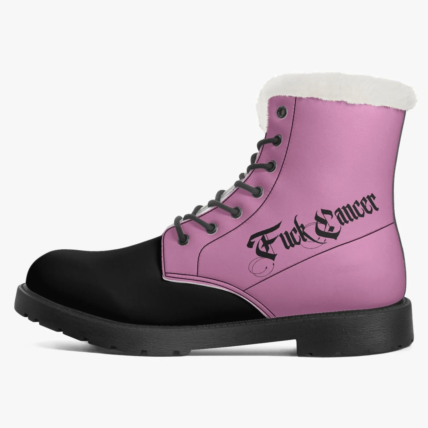 Fuck Cancer Faux Fur Leather Boots
