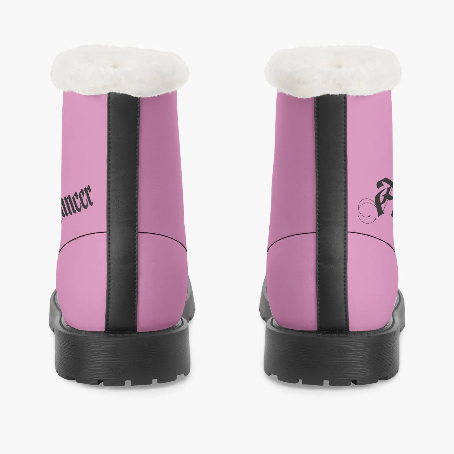 Fuck Cancer Faux Fur Leather Boots