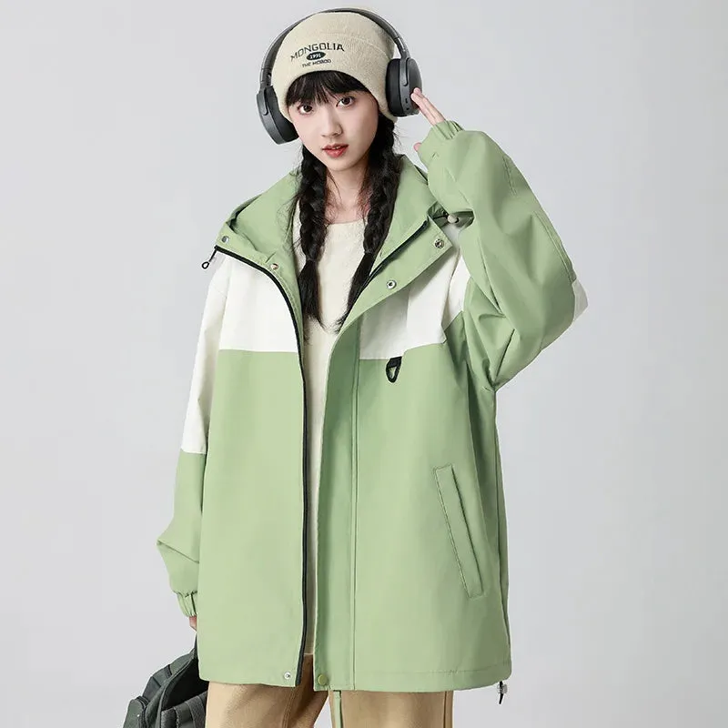 Korean Varsity Jacke für Frauen Herbstjacke mit Patchwork-Desig