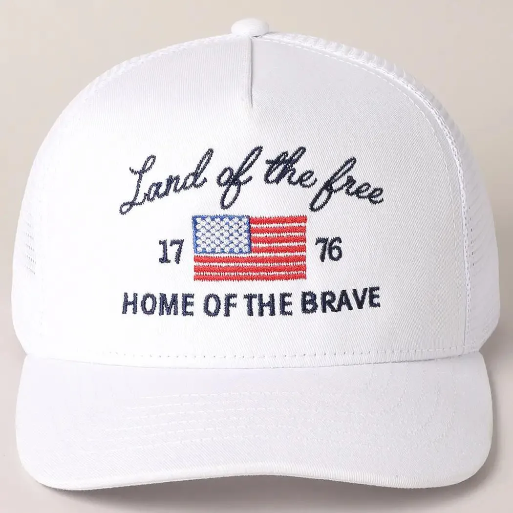 Land of the Free Embroidery Meshback Trucker Hat