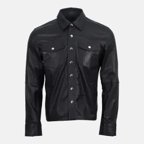 Madyan Black Summer Leather Shirt