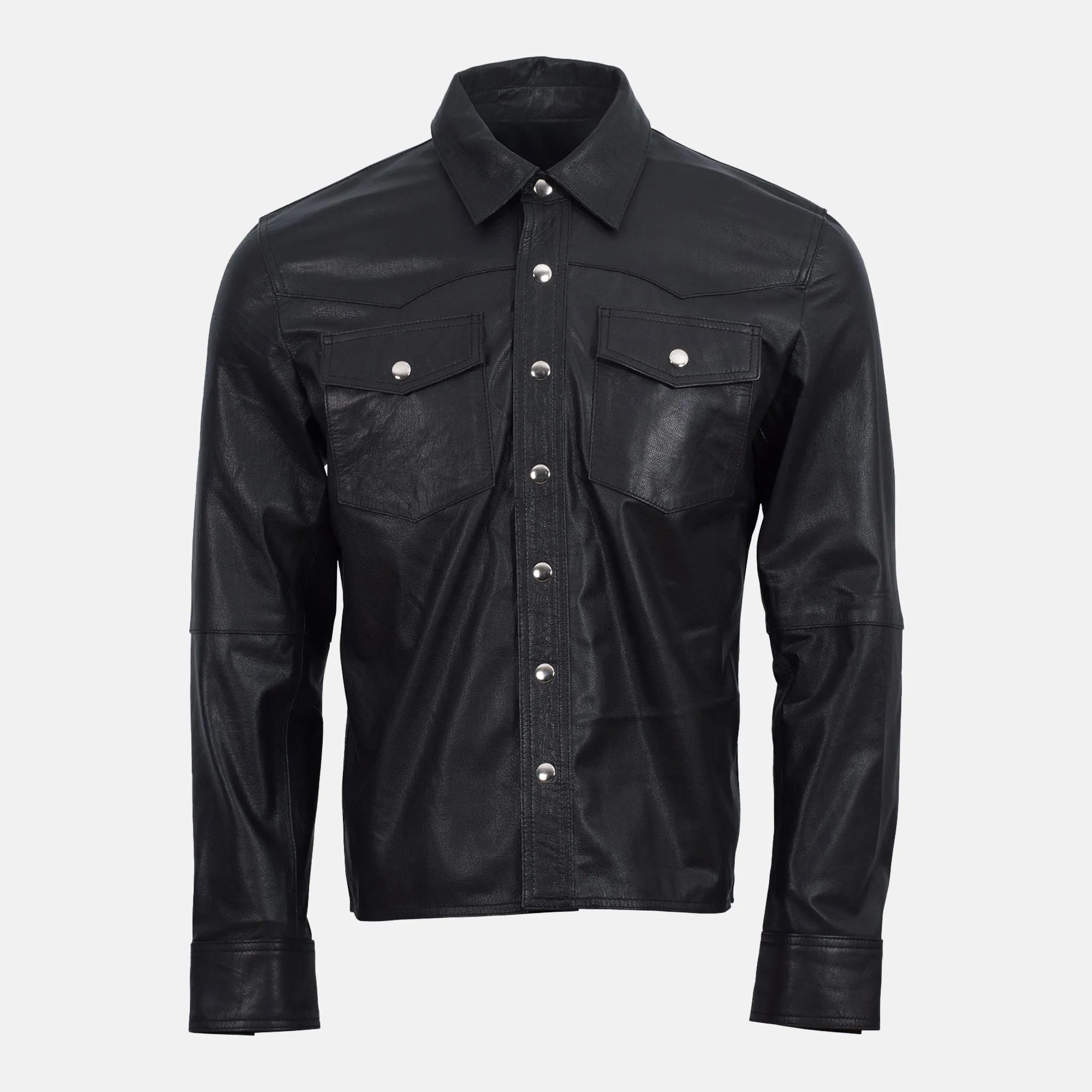 Madyan Black Summer Leather Shirt