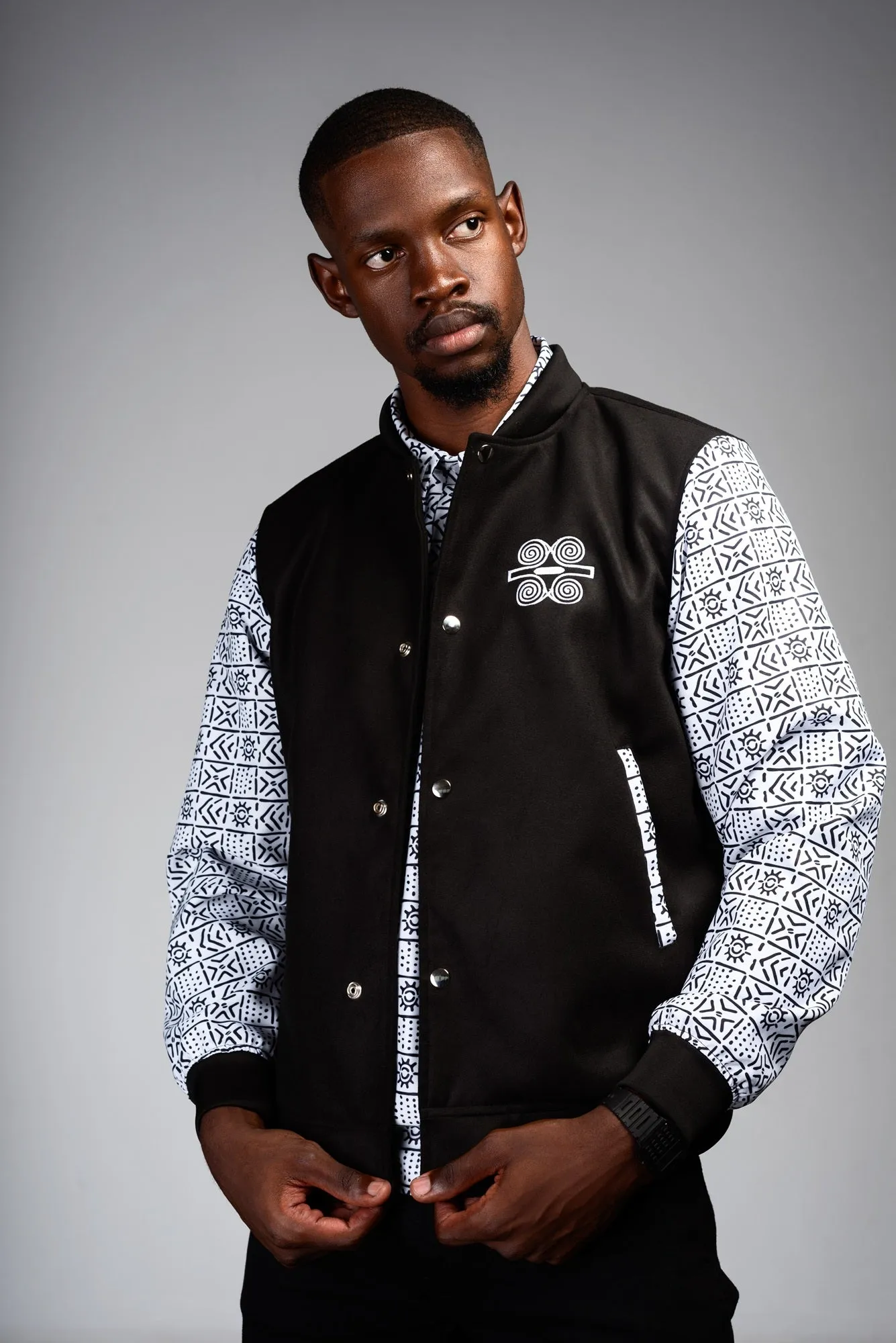 Mens - Bogolan Varsity Jacket (WHT)
