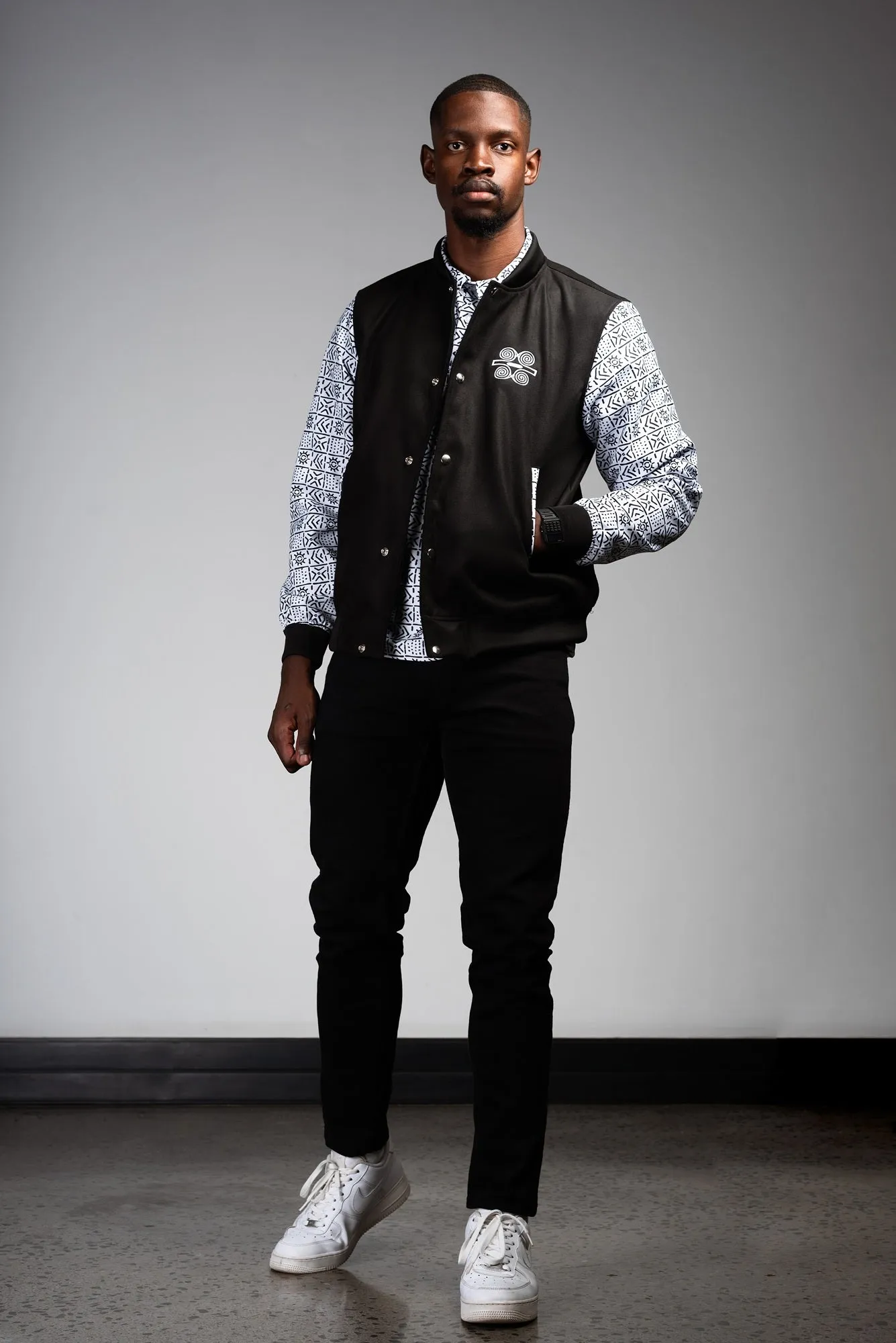 Mens - Bogolan Varsity Jacket (WHT)