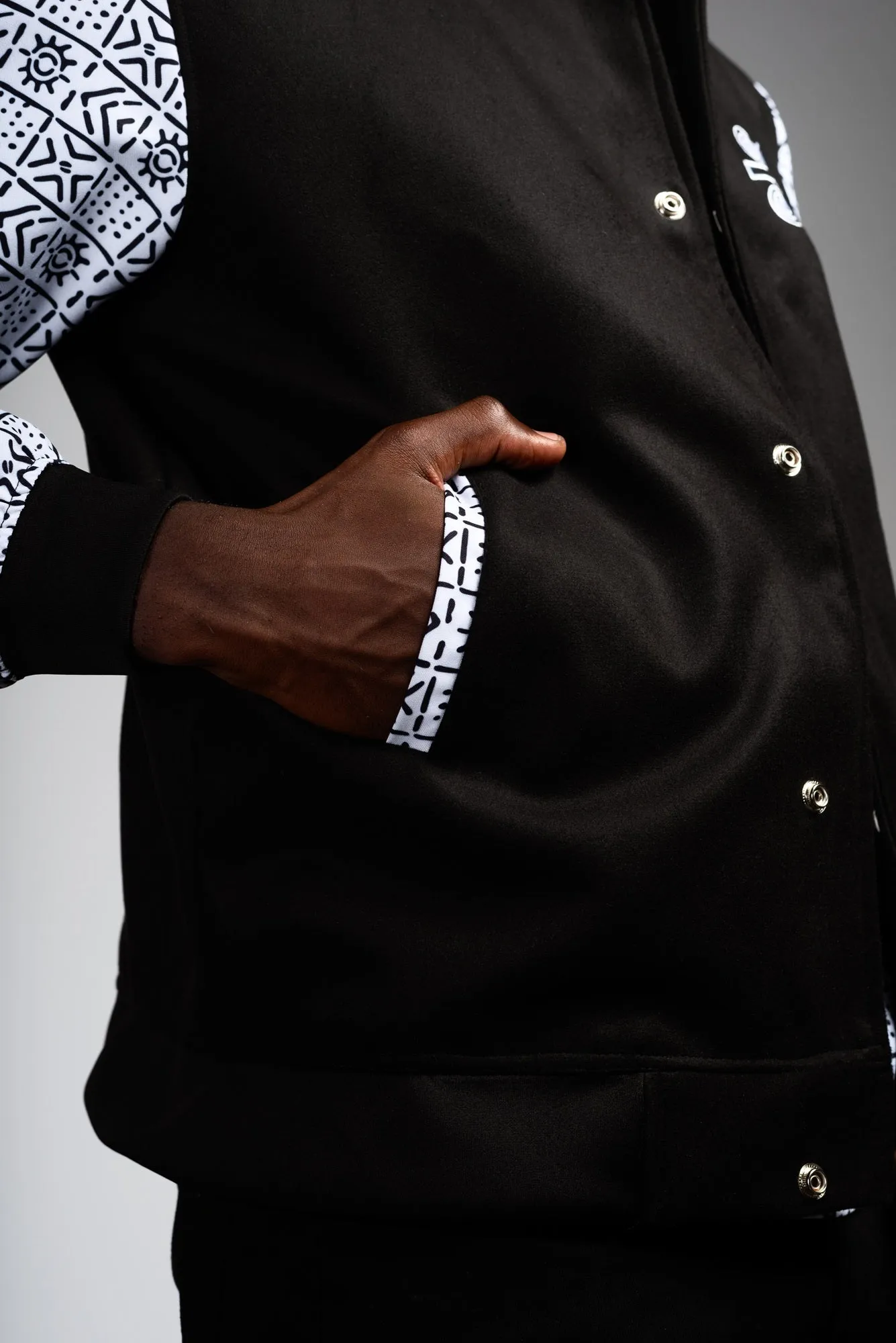 Mens - Bogolan Varsity Jacket (WHT)