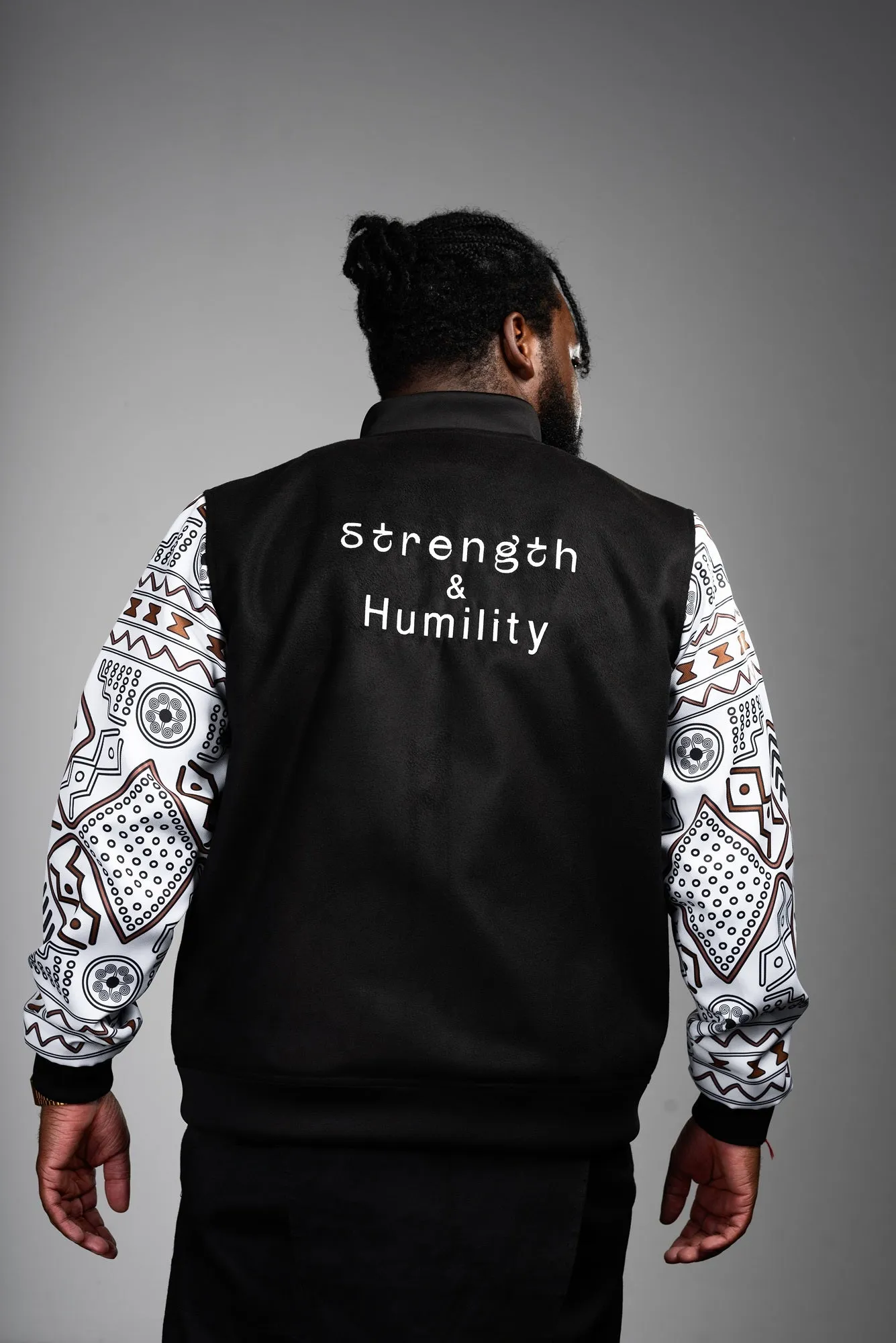 Mens - Mudcloth Varsity Jacket (WHT)
