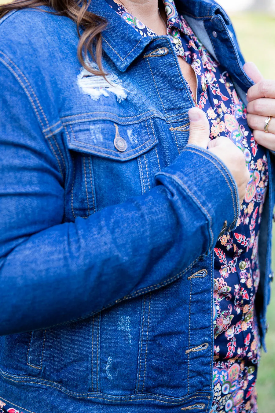 PLUS Classic Destructed Denim Jacket