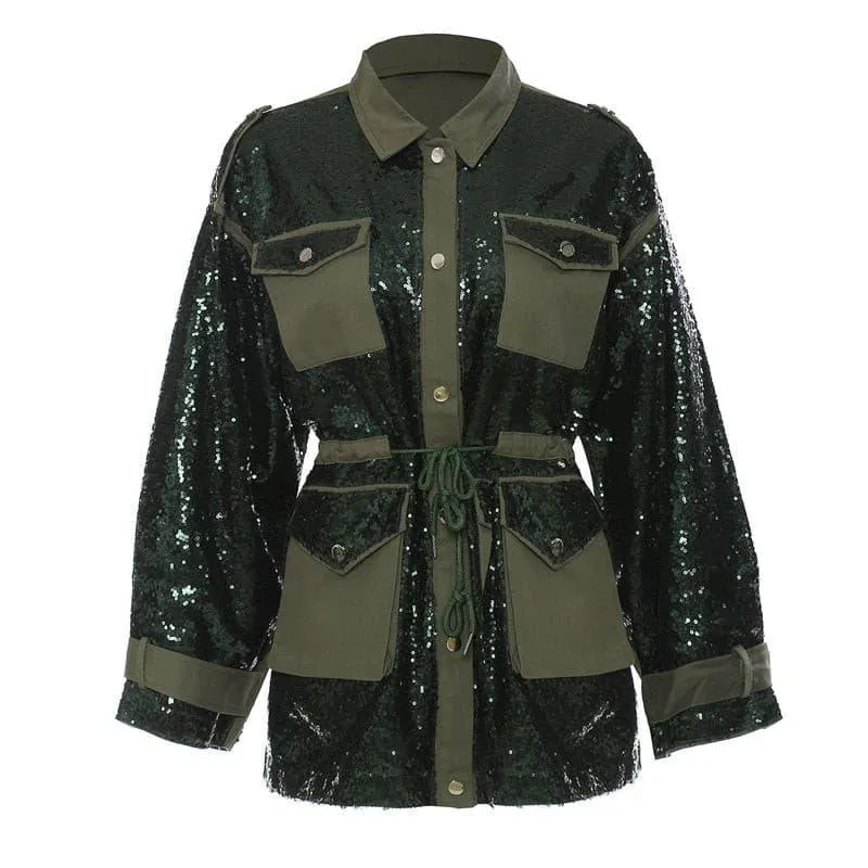 Sequin stitching tooling baseball jacket