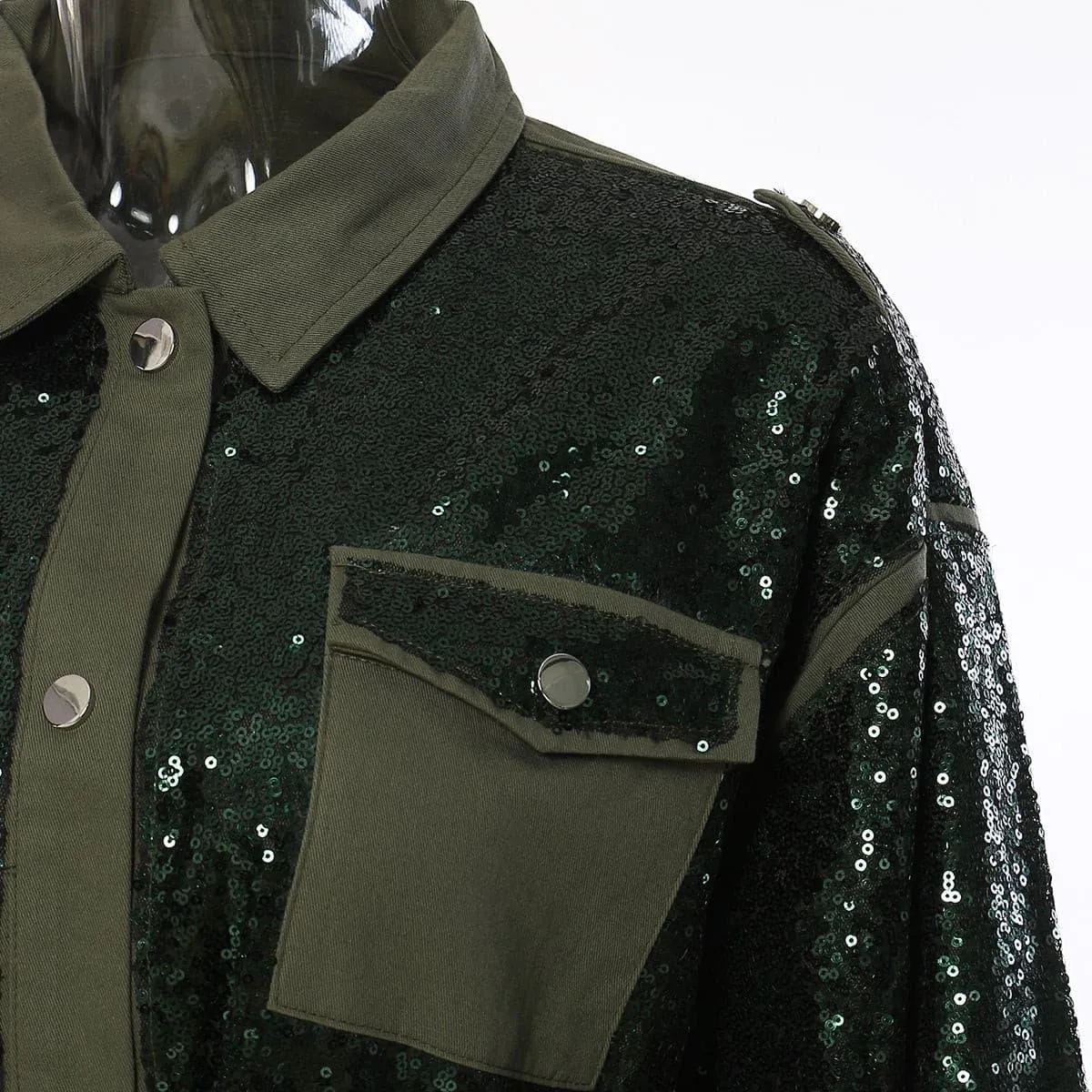 Sequin stitching tooling baseball jacket