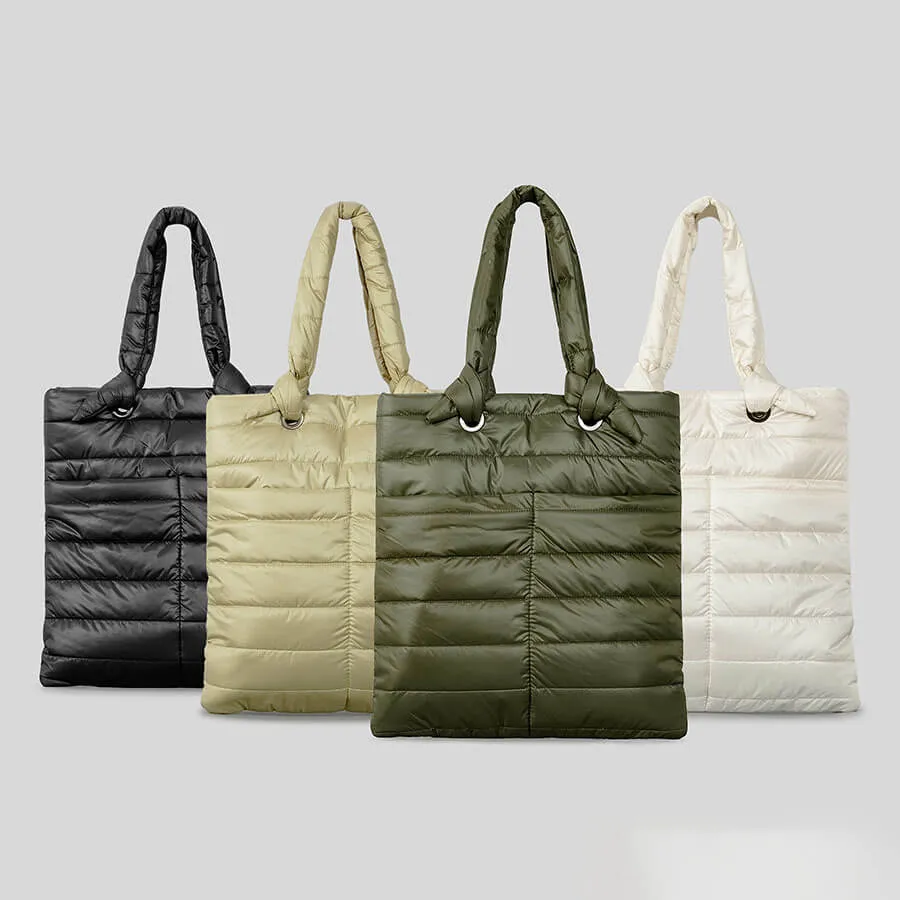 Simple Quilted Puffy Puffer Tote Bags-Showtown