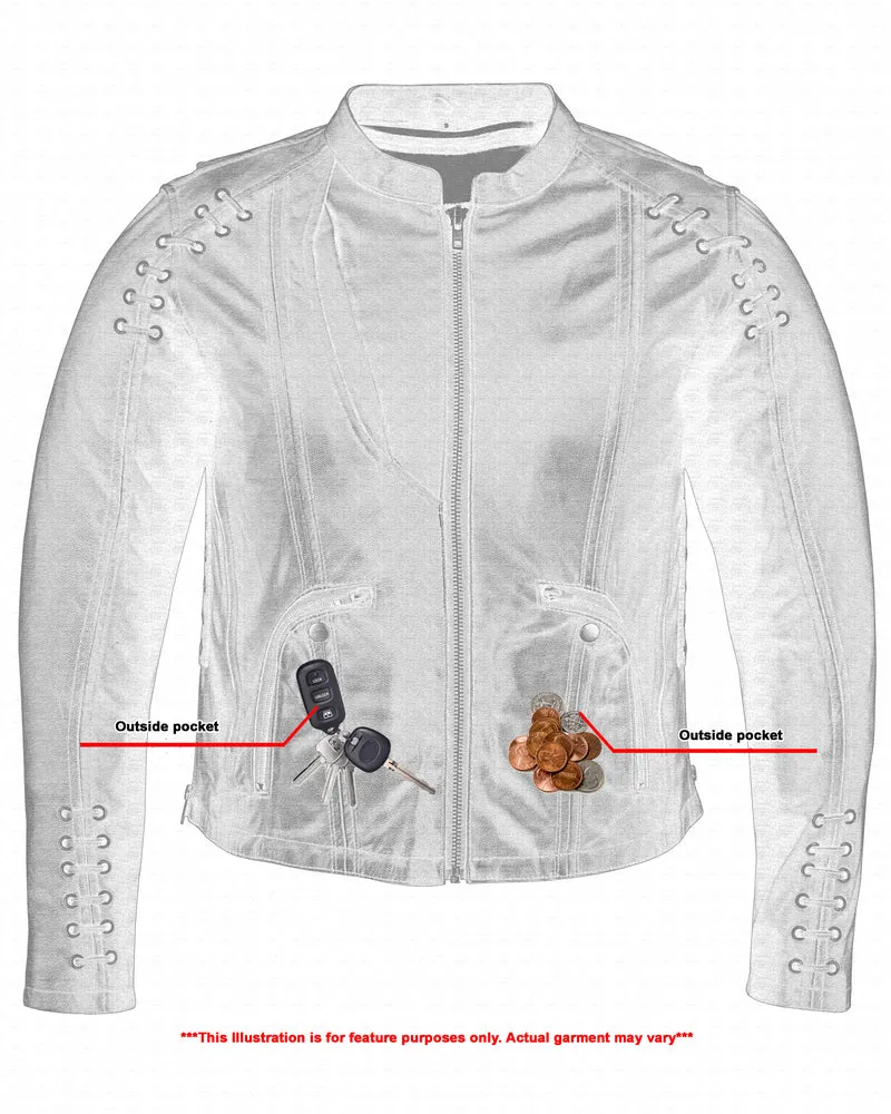 Women's Stylish Jacket with Grommet and Lacing Accents